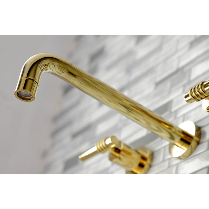 Kingston Sona KS8022ML - Milano Two-Handle 3-Hole Wall Mount Roman Tub Faucet, Polished Brass