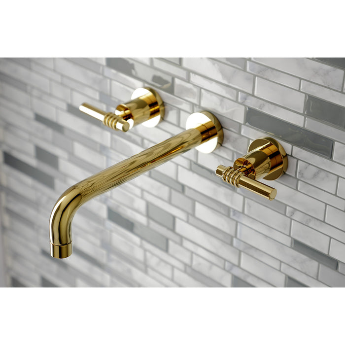 Milano KS8022ML Two-Handle 3-Hole Wall Mount Roman Tub Faucet, Polished Brass