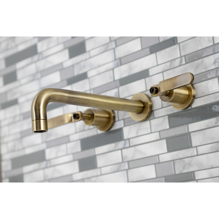 Whitaker KS8023KL Two-Handle 3-Hole Wall Mount Roman Tub Faucet, Antique Brass