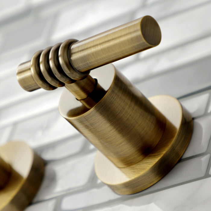 Kingston Sona KS8023ML - Milano Two-Handle 3-Hole Wall Mount Roman Tub Faucet, Antique Brass