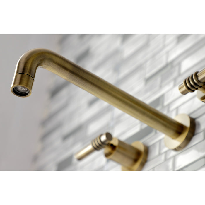 Kingston Sona KS8023ML - Milano Two-Handle 3-Hole Wall Mount Roman Tub Faucet, Antique Brass