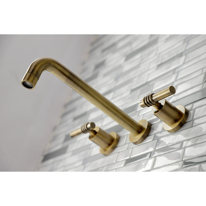 Milano KS8023ML Two-Handle 3-Hole Wall Mount Roman Tub Faucet, Antique Brass