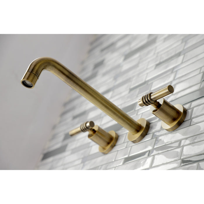 Kingston Sona KS8023ML - Milano Two-Handle 3-Hole Wall Mount Roman Tub Faucet, Antique Brass