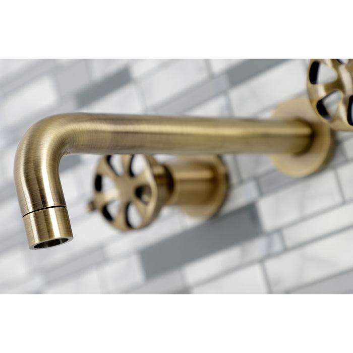 Kingston Sona KS8023RX - Belknap Two-Handle 3-Hole Wall Mount Roman Tub Faucet, Antique Brass