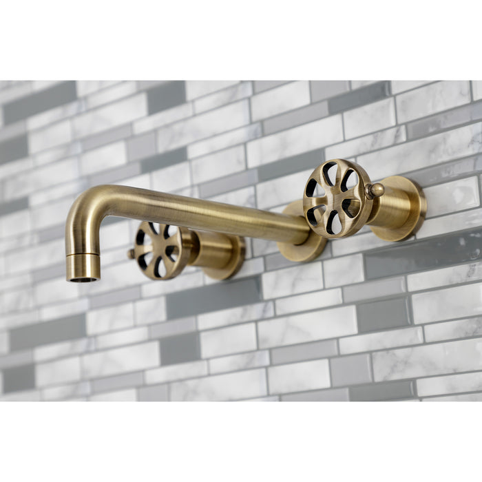 Kingston Sona KS8023RX - Belknap Two-Handle 3-Hole Wall Mount Roman Tub Faucet, Antique Brass