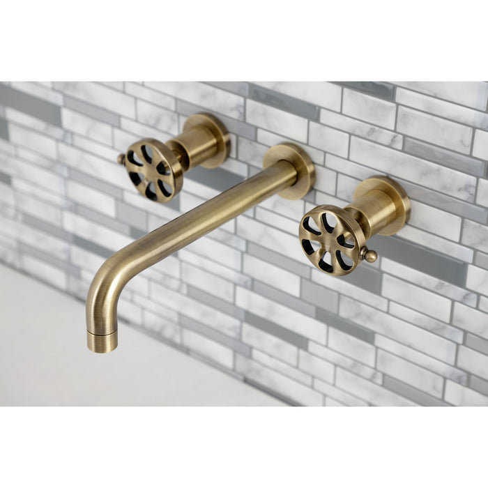Kingston Sona KS8023RX - Belknap Two-Handle 3-Hole Wall Mount Roman Tub Faucet, Antique Brass