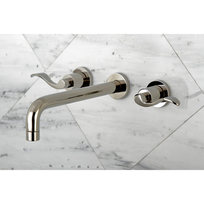 Kingston Tulare KS8026DFL - NuWave Two-Handle 3-Hole Wall Mount Roman Tub Faucet, Polished Nickel