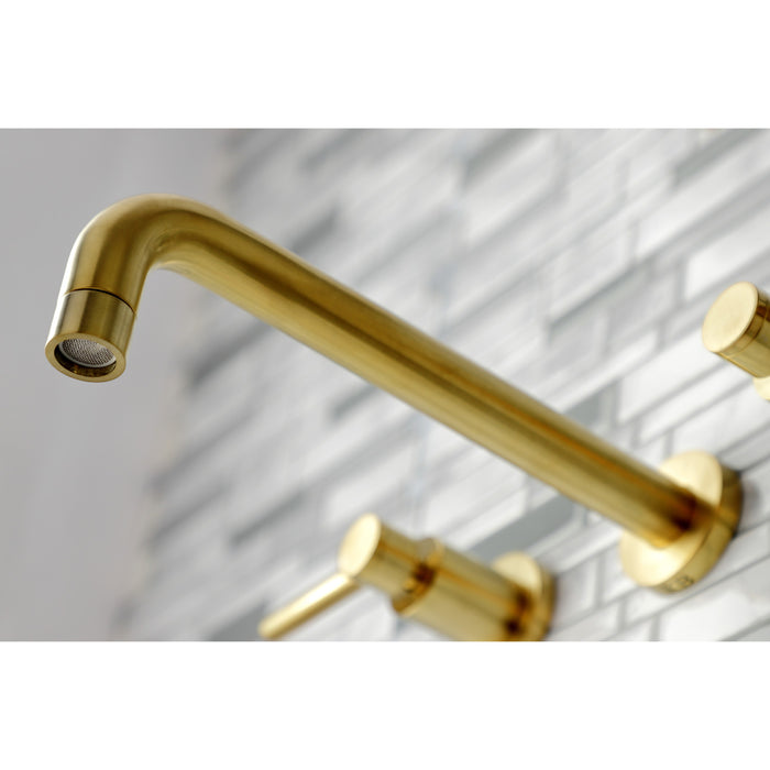 Concord KS8027DL Two-Handle 3-Hole Wall Mount Roman Tub Faucet, Brushed Brass