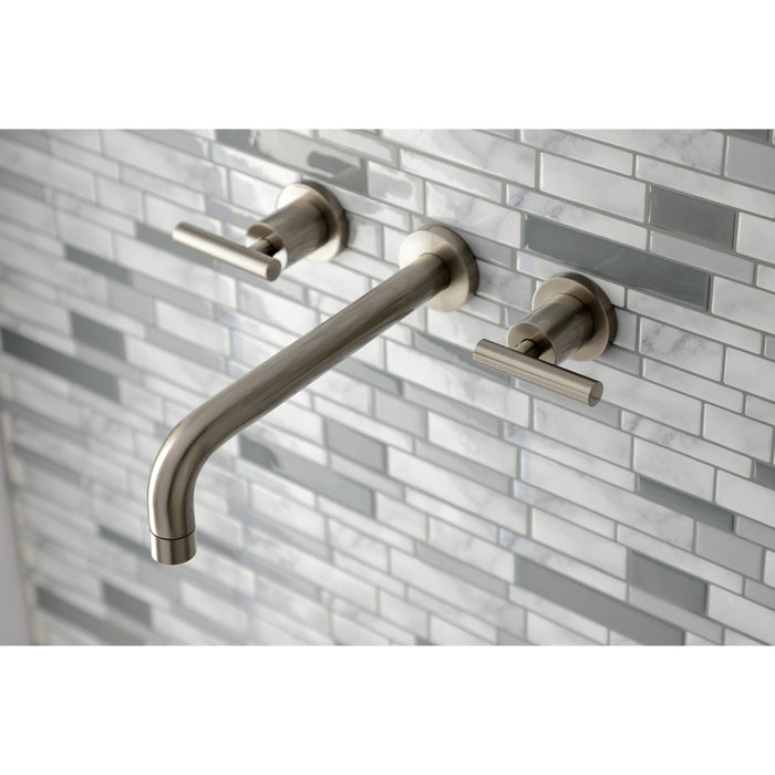 Kingston Sona KS8028CML - Manhattan Two-Handle 3-Hole Wall Mount Roman Tub Faucet, Brushed Nickel