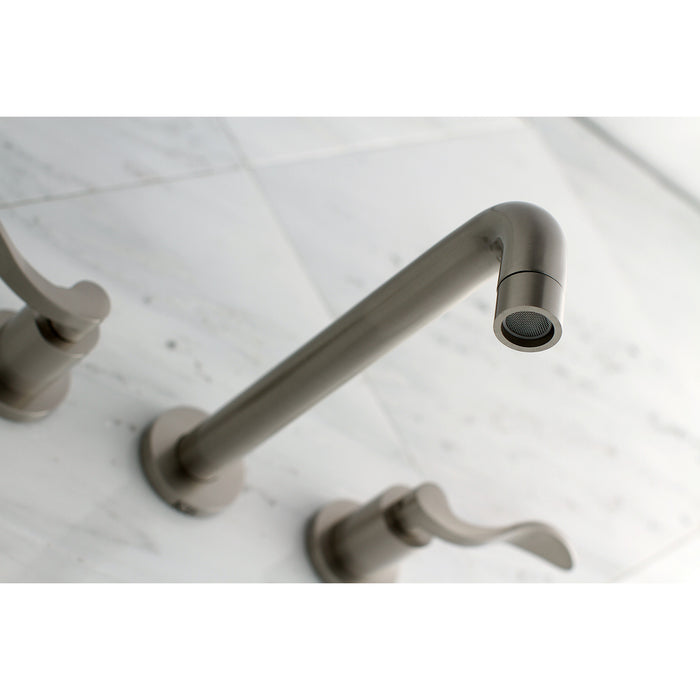 Kingston Tulare KS8028DFL - NuWave Two-Handle 3-Hole Wall Mount Roman Tub Faucet, Brushed Nickel