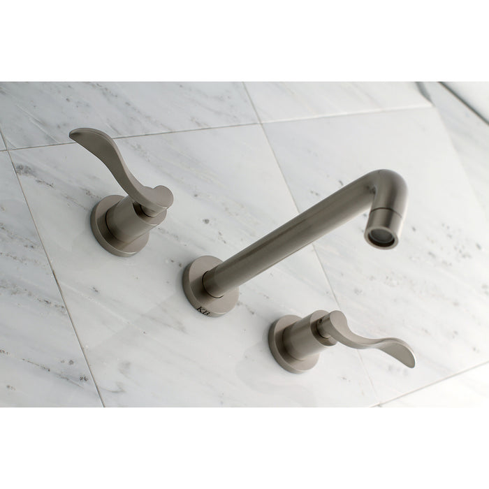 Kingston Tulare KS8028DFL - NuWave Two-Handle 3-Hole Wall Mount Roman Tub Faucet, Brushed Nickel
