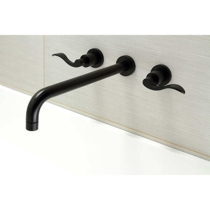 Kingston Sona KS8040DFL - NuWave Two-Handle 3-Hole Wall Mount Roman Tub Faucet, Matte Black