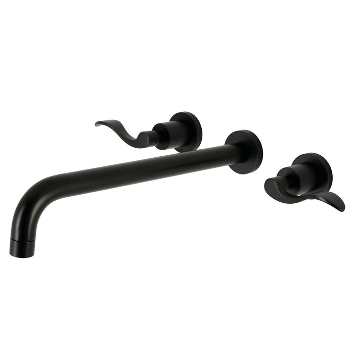 Kingston Sona KS8040DFL - NuWave Two-Handle 3-Hole Wall Mount Roman Tub Faucet, Matte Black