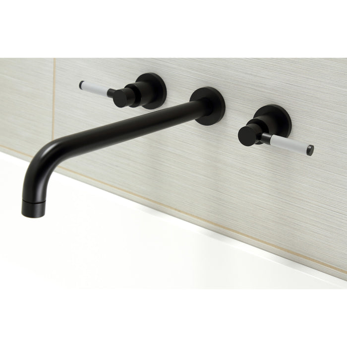 Kingston Sona KS8040DKL - Kaiser Two-Handle 3-Hole Wall Mount Roman Tub Faucet, Matte Black