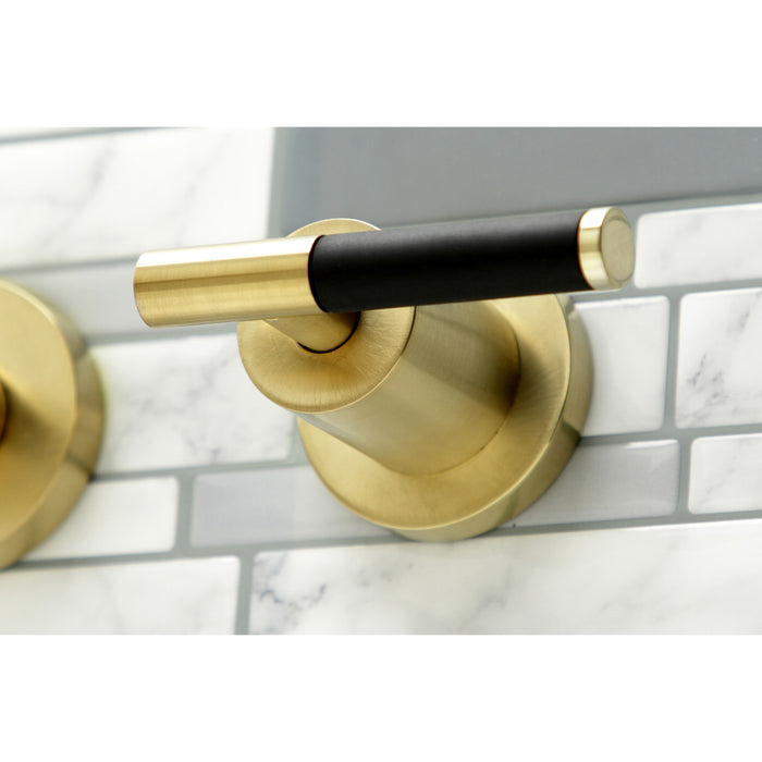 Kingston Sona KS8047CKL - Kaiser Two-Handle 3-Hole Wall Mount Roman Tub Faucet, Brushed Brass