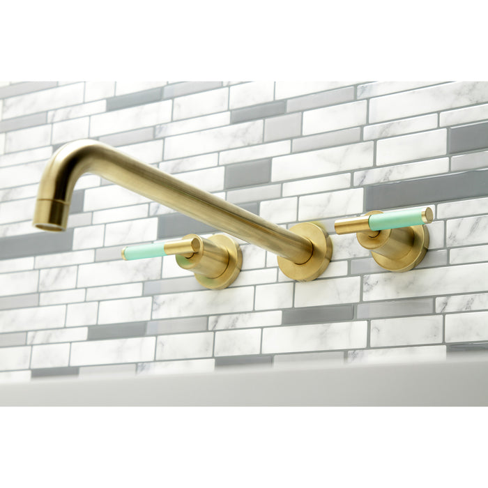 Kingston Sona KS8047CKL - Kaiser Two-Handle 3-Hole Wall Mount Roman Tub Faucet, Brushed Brass