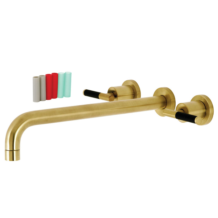 Kingston Sona KS8047CKL - Kaiser Two-Handle 3-Hole Wall Mount Roman Tub Faucet, Brushed Brass
