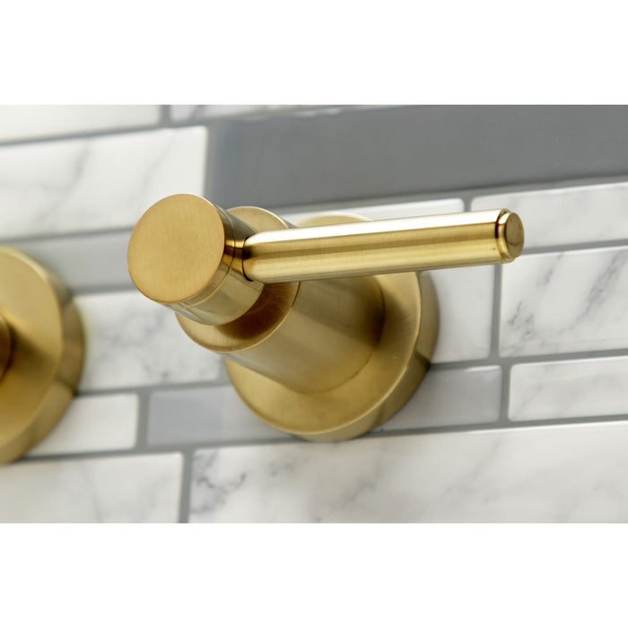 Kingston Sona KS8047DL - Concord Two-Handle 3-Hole Wall Mount Roman Tub Faucet, Brushed Brass