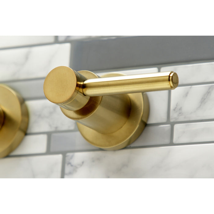 Concord KS8047DL Two-Handle 3-Hole Wall Mount Roman Tub Faucet, Brushed Brass