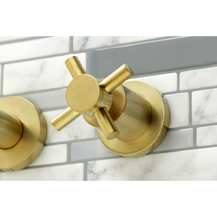 Kingston Sona KS8047DX - Concord Two-Handle 3-Hole Wall Mount Roman Tub Faucet, Brushed Brass