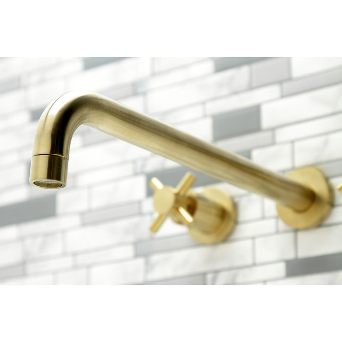 Kingston Sona KS8047DX - Concord Two-Handle 3-Hole Wall Mount Roman Tub Faucet, Brushed Brass