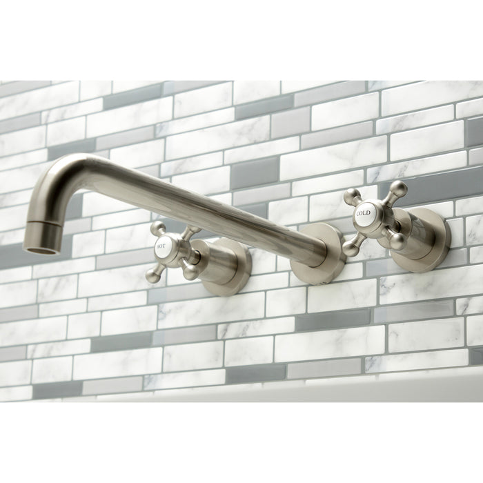 Kingston Tulare KS8048BX - Metropolitan Two-Handle 3-Hole Wall Mount Roman Tub Faucet, Brushed Nickel