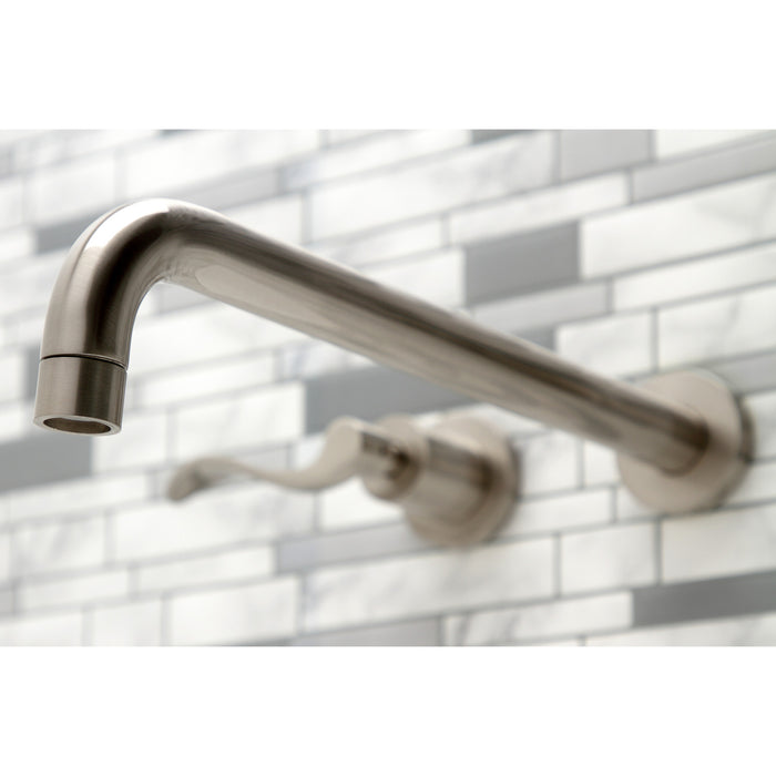 Kingston Sona KS8048DFL - NuWave Two-Handle 3-Hole Wall Mount Roman Tub Faucet, Brushed Nickel