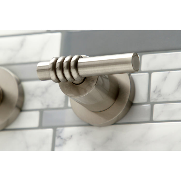 Kingston Sona KS8048ML - Milano Two-Handle 3-Hole Wall Mount Roman Tub Faucet, Brushed Nickel