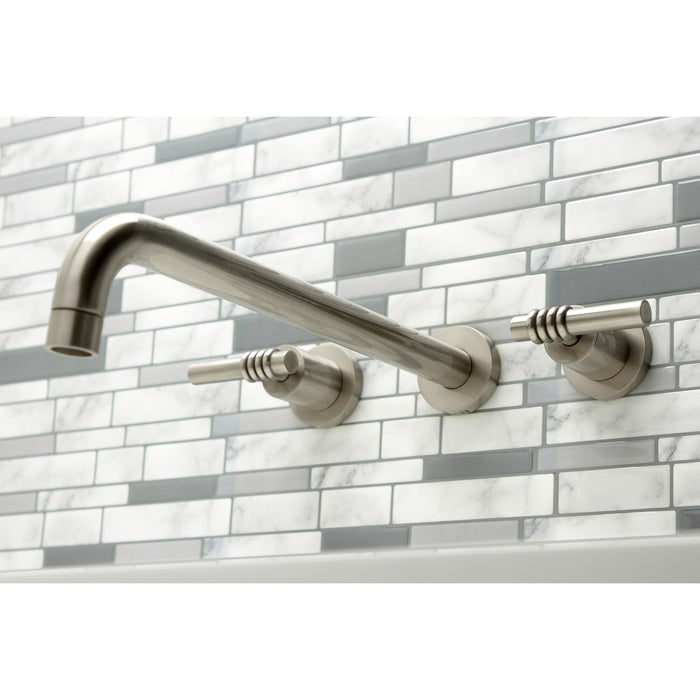 Kingston Sona KS8048ML - Milano Two-Handle 3-Hole Wall Mount Roman Tub Faucet, Brushed Nickel