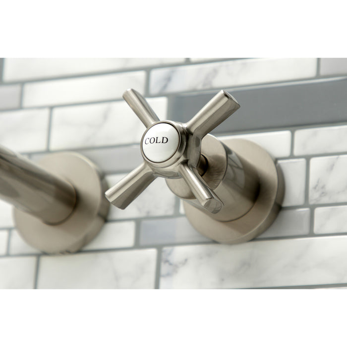 Kingston Sona KS8048ZX - Millennium Two-Handle 3-Hole Wall Mount Roman Tub Faucet, Brushed Nickel