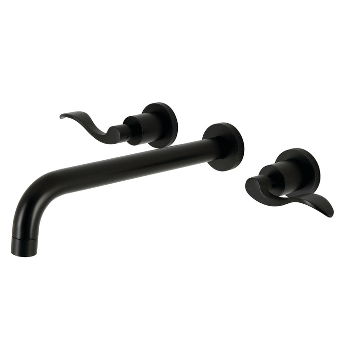 Kingston Tulare KS8050DFL - NuWave Two-Handle 3-Hole Wall Mount Roman Tub Faucet, Matte Black