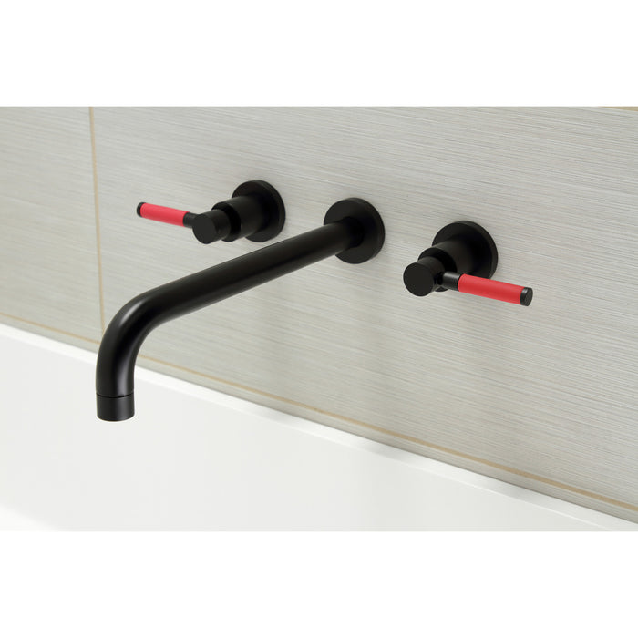 Kingston Sona KS8050DKL - Kaiser Two-Handle 3-Hole Wall Mount Roman Tub Faucet, Matte Black