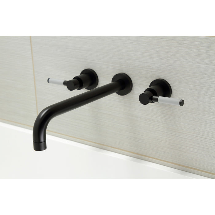 Kingston Sona KS8050DKL - Kaiser Two-Handle 3-Hole Wall Mount Roman Tub Faucet, Matte Black