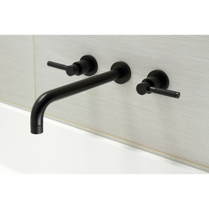 Kingston Sona KS8050DKL - Kaiser Two-Handle 3-Hole Wall Mount Roman Tub Faucet, Matte Black