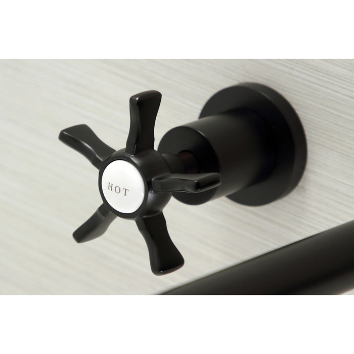 Kingston Tulare KS8050NX - Hamilton Two-Handle 3-Hole Wall Mount Roman Tub Faucet, Matte Black