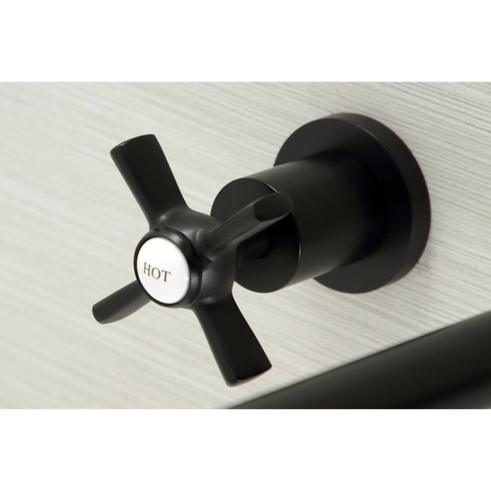 Kingston Tulare KS8050ZX - Millennium Two-Handle 3-Hole Wall Mount Roman Tub Faucet, Matte Black