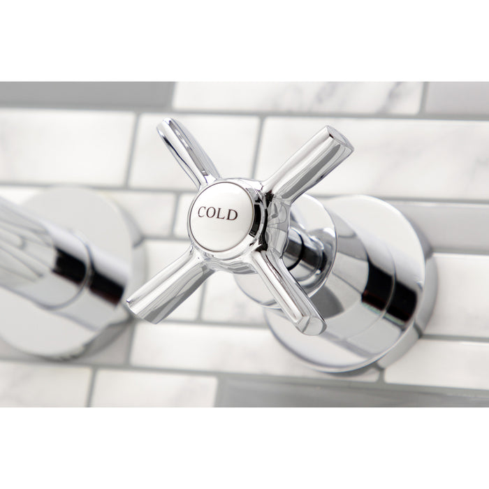 Kingston Tulare KS8051ZX - Millennium Two-Handle 3-Hole Wall Mount Roman Tub Faucet, Polished Chrome