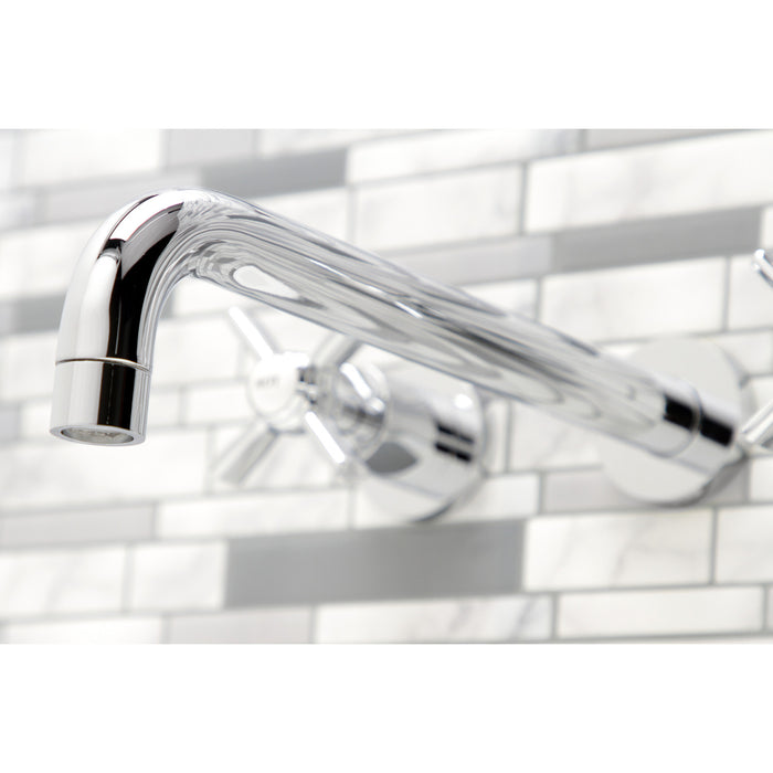 Kingston Tulare KS8051ZX - Millennium Two-Handle 3-Hole Wall Mount Roman Tub Faucet, Polished Chrome