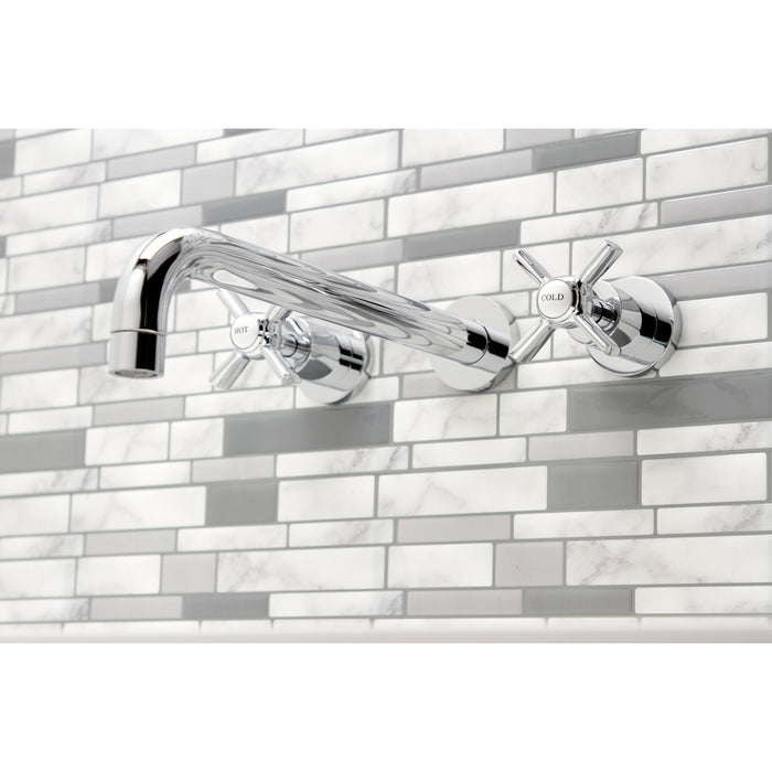 Kingston Tulare KS8051ZX - Millennium Two-Handle 3-Hole Wall Mount Roman Tub Faucet, Polished Chrome