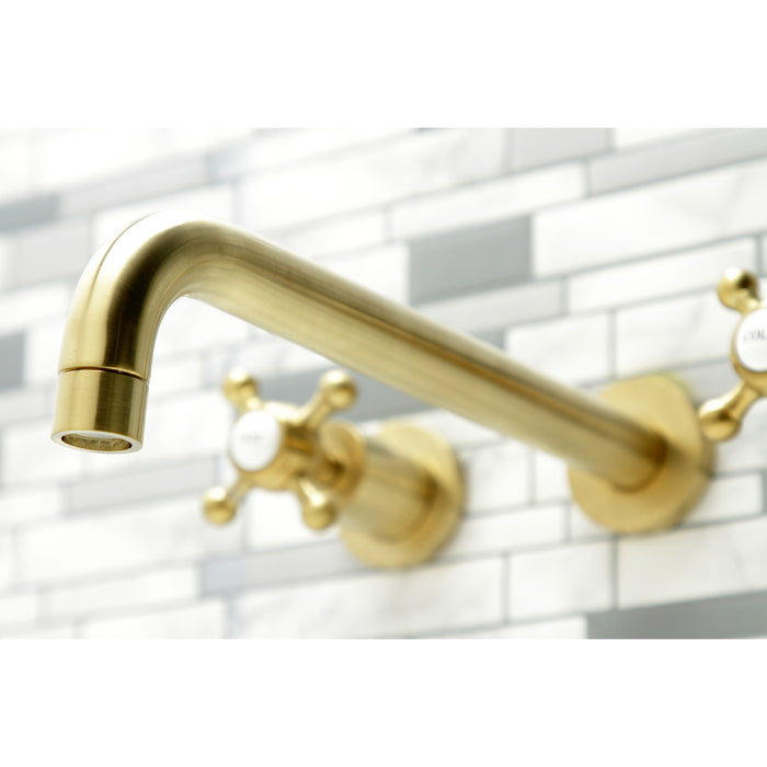 Kingston Tulare KS8057BX - Metropolitan Two-Handle 3-Hole Wall Mount Roman Tub Faucet, Brushed Brass