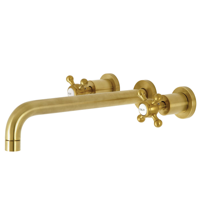 Kingston Tulare KS8057BX - Metropolitan Two-Handle 3-Hole Wall Mount Roman Tub Faucet, Brushed Brass