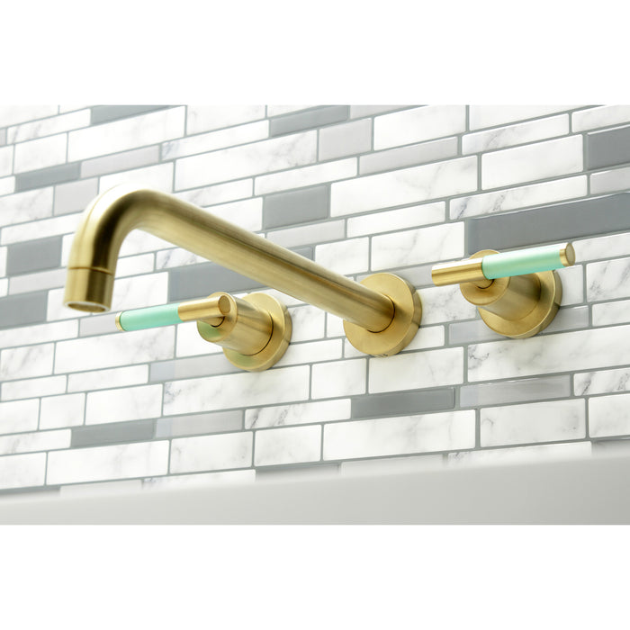 Kingston Sona KS8057CKL - Kaiser Two-Handle 3-Hole Wall Mount Roman Tub Faucet, Brushed Brass