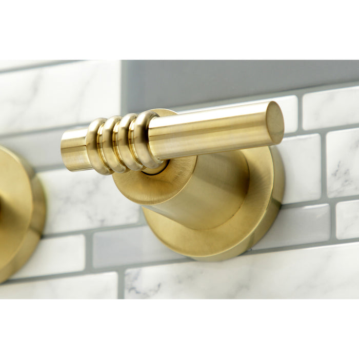 Kingston Sona KS8057ML - Milano Two-Handle 3-Hole Wall Mount Roman Tub Faucet, Brushed Brass
