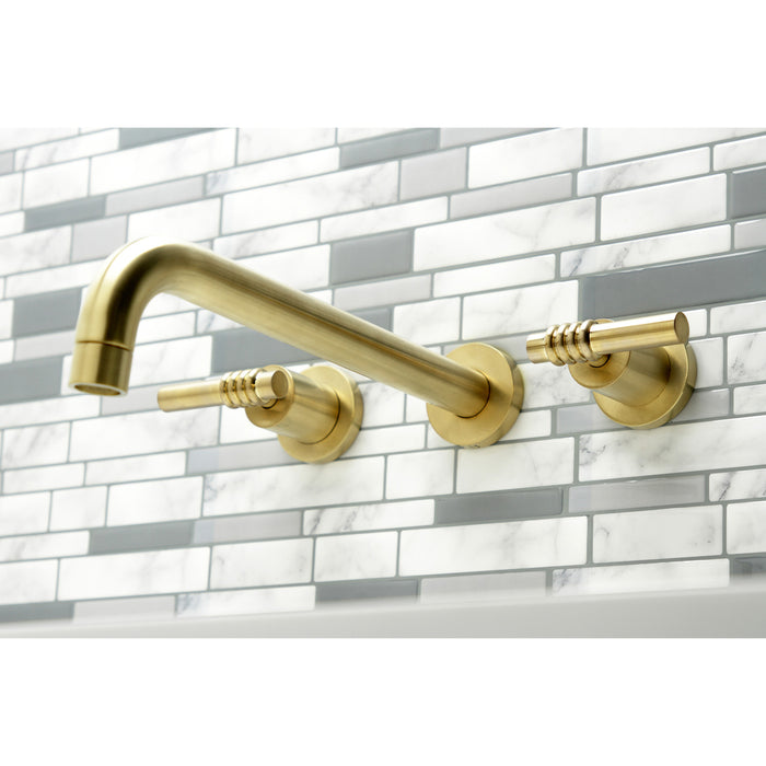 Kingston Sona KS8057ML - Milano Two-Handle 3-Hole Wall Mount Roman Tub Faucet, Brushed Brass