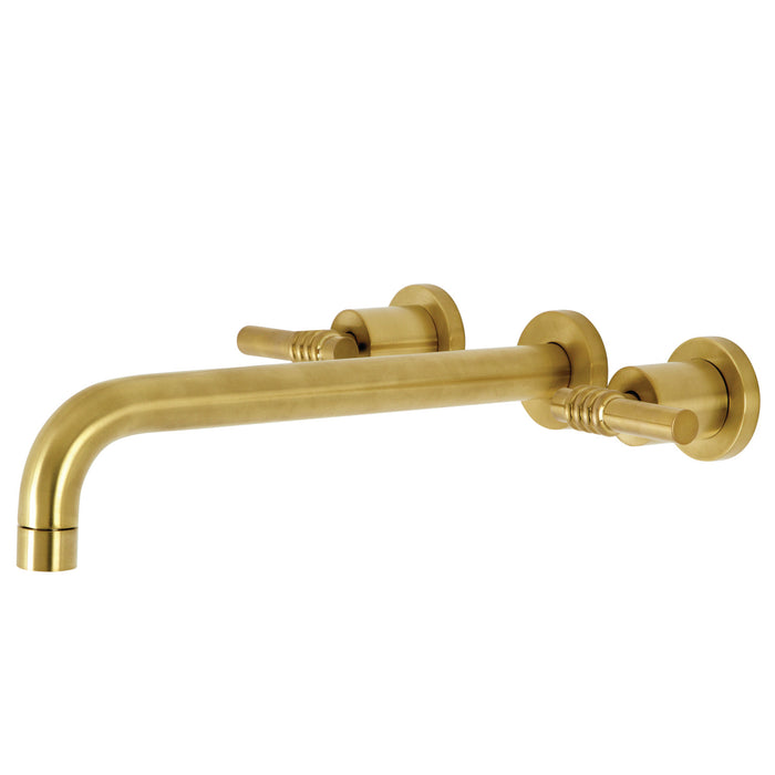Kingston Sona KS8057ML - Milano Two-Handle 3-Hole Wall Mount Roman Tub Faucet, Brushed Brass