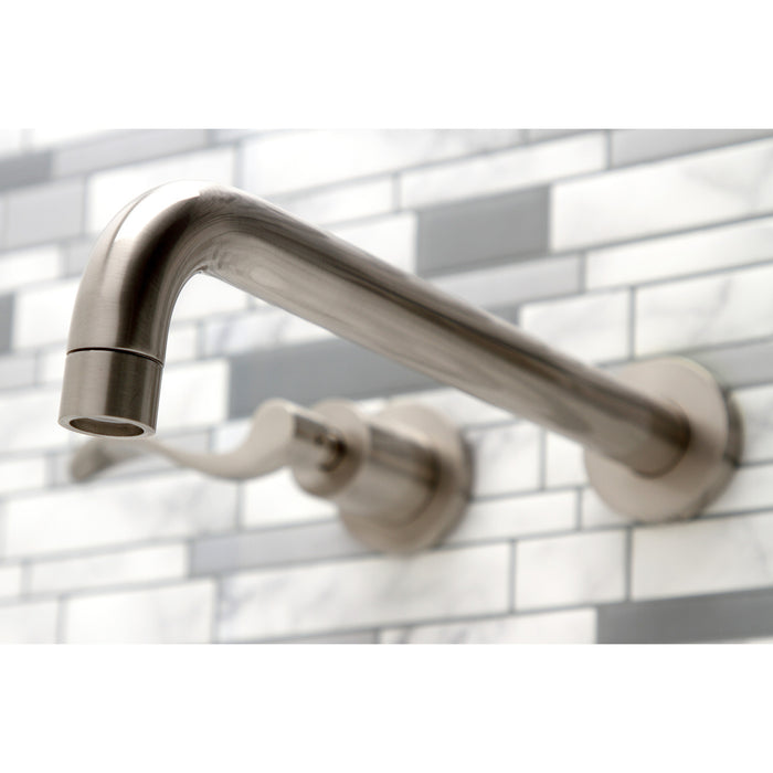Kingston Tulare KS8058DFL - NuWave Two-Handle 3-Hole Wall Mount Roman Tub Faucet, Brushed Nickel