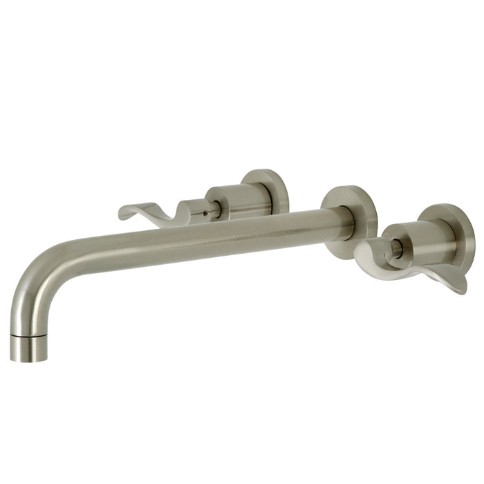 Kingston Tulare KS8058DFL - NuWave Two-Handle 3-Hole Wall Mount Roman Tub Faucet, Brushed Nickel
