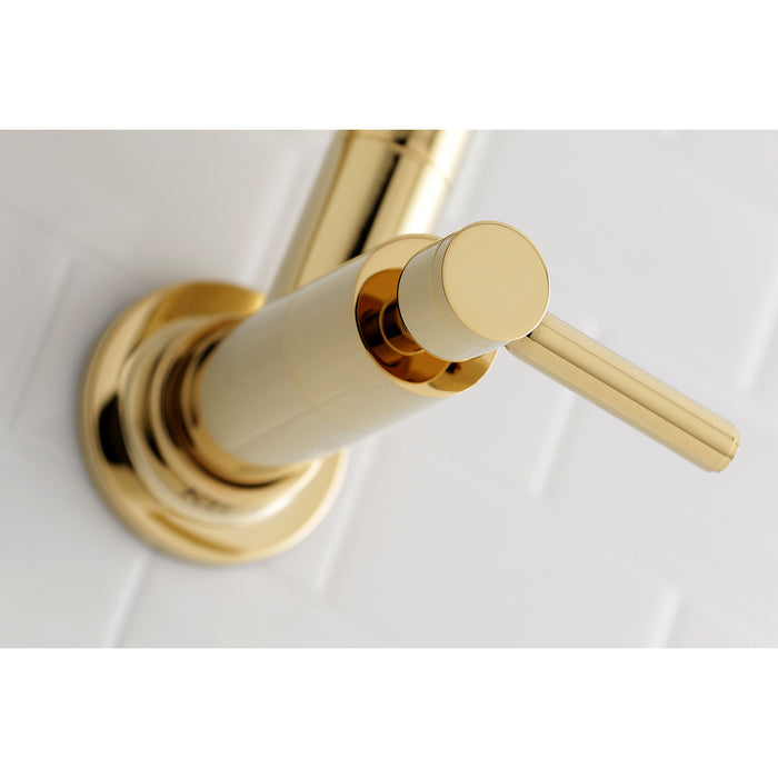 Concord KS8102DL Two-Handle 1-Hole Wall Mount Pot Filler, Polished Brass