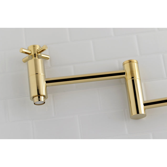Kingston Sona KS8102DX - Concord Two-Handle 1-Hole Wall Mount Pot Filler Faucet, Polished Brass