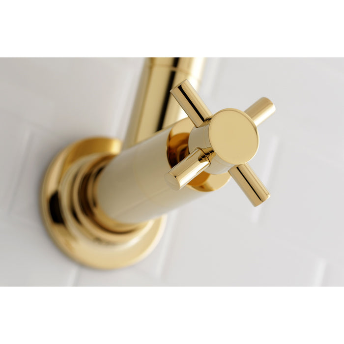 Kingston Sona KS8102DX - Concord Two-Handle 1-Hole Wall Mount Pot Filler Faucet, Polished Brass